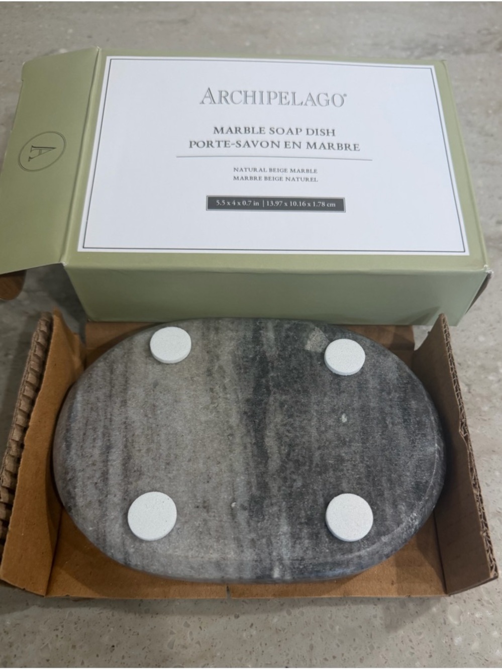 Archipelago Marble Soap Dish in Gray and White - Picture 2 of 5